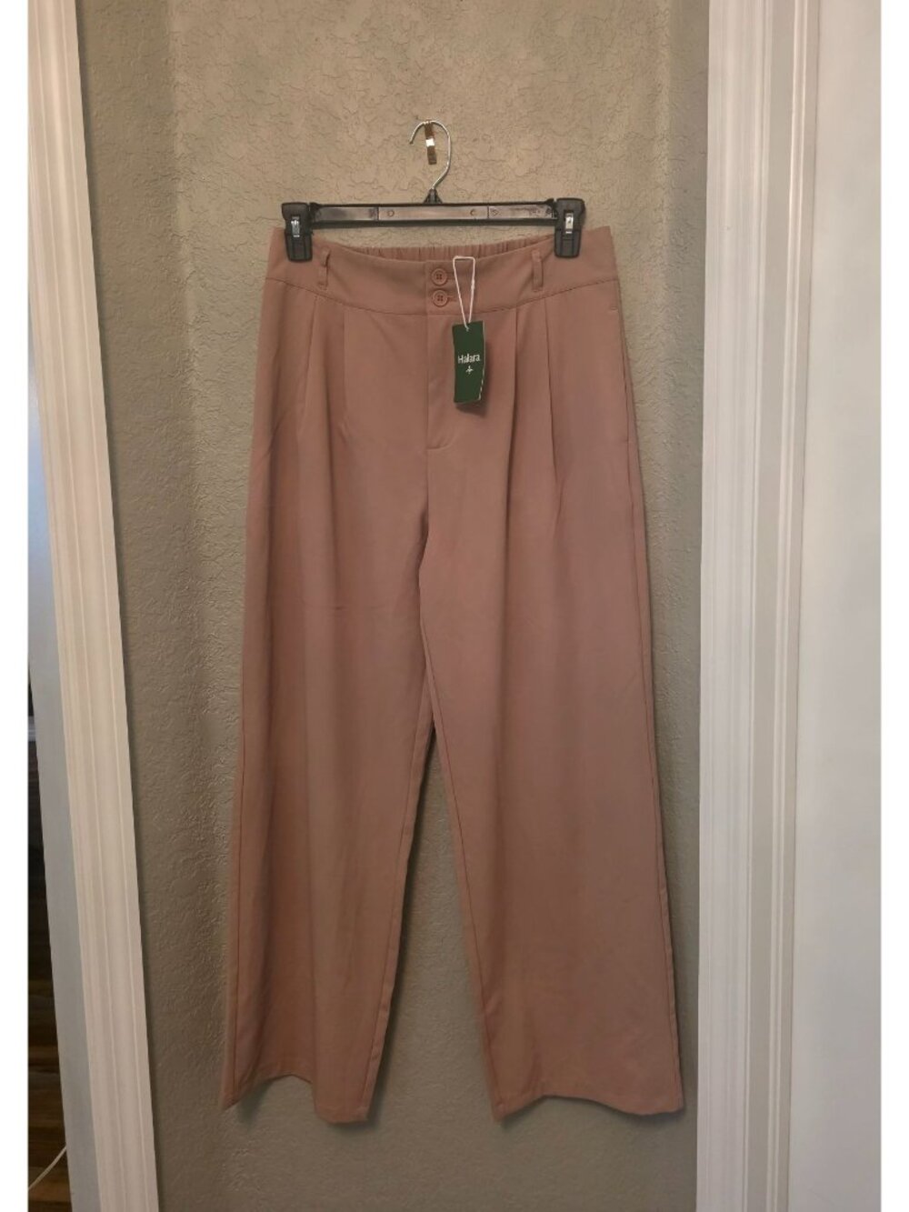 Halara Flex Tan High Waisted Wide Leg Work Pants size Large Regular NEW